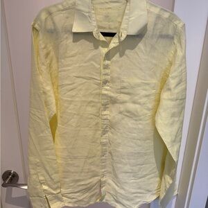 Men's “Linen Club” Casual Light Yellow Button-Down Shirt